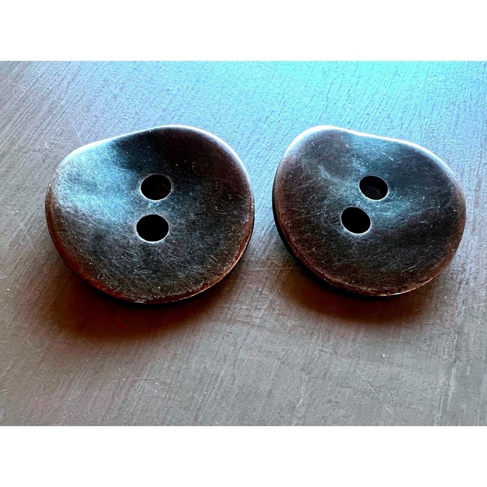 Vintage Wavy Buttons 1.25" Bronze Set of 2 Modern Artisan Wabi SabiSculptural